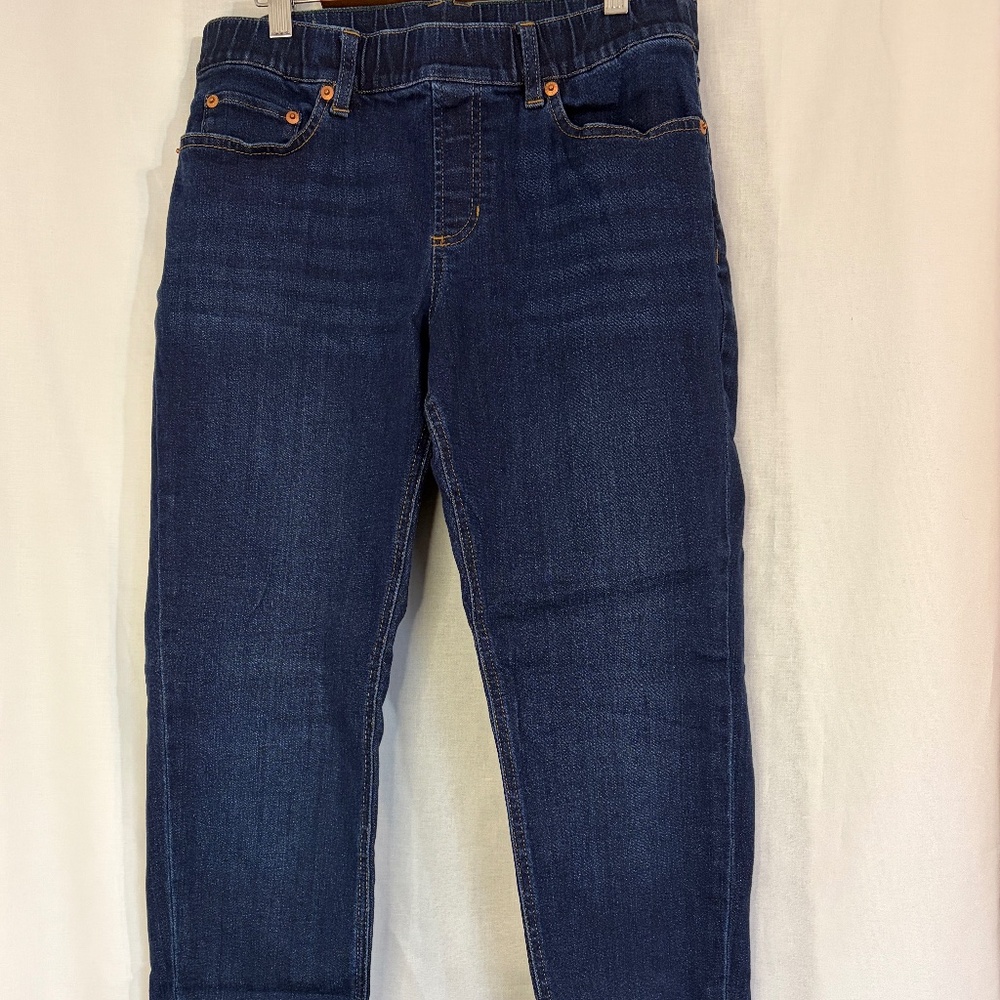 LL Bean Jeans Skinny Leg Favorite Fit Pull On Denim Mid Rise Womens 8 Petite